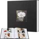 Popotop Photo Album 4x6 200 Photos with Writing Space, Leather Cover Album with Display Picture Window, Photo Book for Wedding Family Baby Gift (Classic Black)
