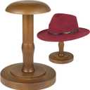 Vintage Wooden Hat Rack Stand, Vintage Rustic Brown Hat Rack Display Stand, Tabletop Cap Hats Rack Organizer with Wig Holder Display for Closet, Home Decor Display