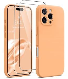 AOTESIER Magnetic for iPhone 16 Pro Max Case, [Compatible with MagSafe][Camera Protection], Food Grade Silicone Phone Case with [2 Screen Protectors], Anti-Scratch Lining, 6.9inch, Peach