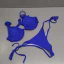 2 Piece Bikini Sets for Women Halter Triangle Bikini Tops Brazilian String Swimsuit Full Coverage Bottom Bathing Suit (Large,Blue)