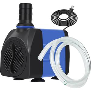 AQUANEAT Fountain Pump, 480 GPH Submersible Water Pump with 5 ft Tubing, for Aquarium Fish Tank, Pet Water Fountain, Hydroponics, Pond Waterfall Filter Pump