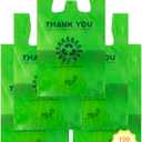 [100 per box] | Recyclable Compostable Reusable Biodegradable Plastic T-Shirt Bags | Grocery Shopping Bags | Green Eco Plastic Bags (100 per Pack) | T-Shirt Carryout Bags 100 count Restaurant Quality, Durable, Reusable and Econ Friendly | Measures 11. 5" X 6. 25" X 21"( large size 1/6) , 16 Mic (0. 63 Mil)