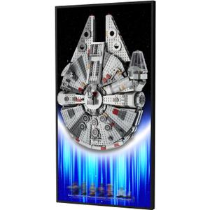 Display Wallboard Compatible with Lego 75257 Millennium Falcon, 3mm Backboard & 4 U-Shaped Holders, Display Wall Frame for Building Kits - Ideal Gift for Fans(Board Only)