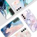JAHOLAN Galaxy S22 Case Bling Glitter Sparkle Marble Design Clear Bumper Glossy TPU Soft Rubber Silicone Cover Phone Case for Samsung Galaxy S22 5G 6.1" 2022 - Purple