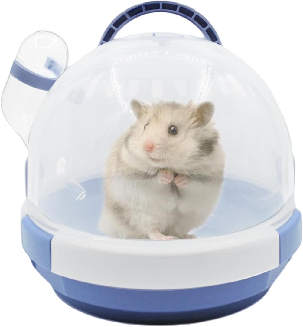 Hamster Carrier Cage PortableCages Small Animals Carry Travel Case with Water Bottle Plastic BreathableGuinea Pig Outgoing Cage for Dwarf Hamster Ferret Chinchillas Hedgehog (Blue)