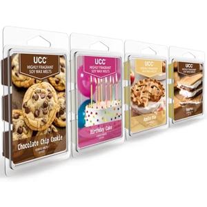 UCC Plant Based Natural Wax Melts, Strong Fragrance, Long Lasting Premium Soy Scented Melts Cubes, Wax Melts Tarts, Colored Wax Melt - 4 Pack UCC Plant Based Natural Wax Melts, Strong Fragrance, Long Lasting Premium Soy Scented Melts Cubes, Wax Melts Tarts, Colored Wax Melt - 4 Pack