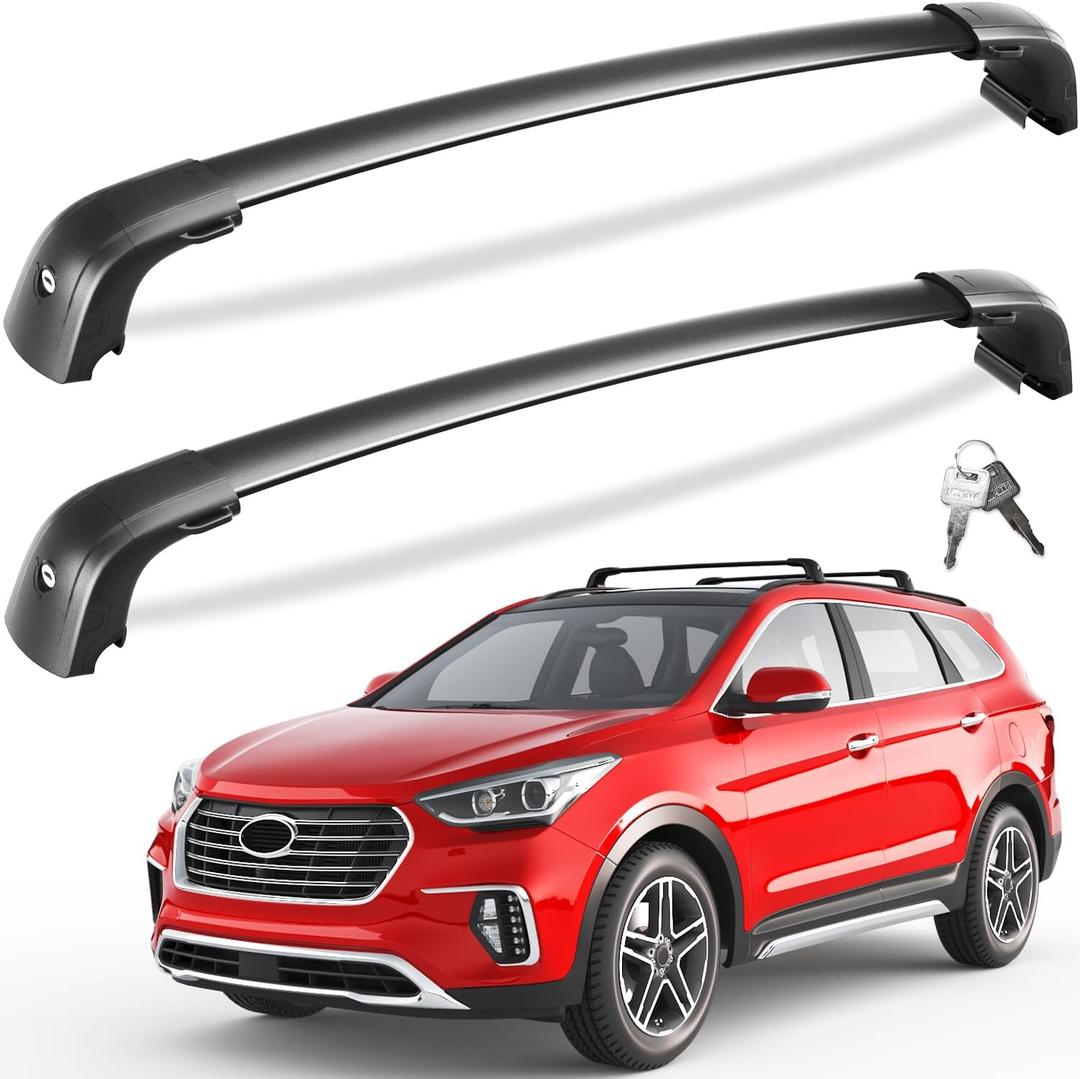 Tuyoung 300lbs Lockable Roof Rack Cross Bars Compatible with Hyundai Santa Fe 2013 2014 2015 2016 2017 2018 (with Flush Side Rails) Aluminum Roof Rails Crossbars Bars Rooftop Cargo Carrier Luggage