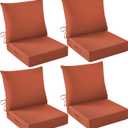 Outdoor Chair Cushions, 24 x 24 Inch Outdoor Cushion for Patio Furniture, Patio Chair Cushion, Waterproof & Fade Resistant Deep Patio Furniture Cushions Set with Handle and Ties, Spice (Set of 4)