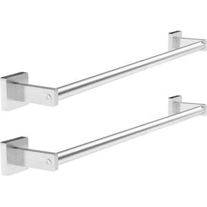 MKO Towel Bar for Bathroom, 24" Hand Towel Holder Rod with Metal, Towel Racks for Bathroom Hanger Wall Mounted for Kitchen, Brushed Nickel 2 Pack (Silver)