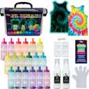Tulip Glow Tie-Dye Tub, Design Your Looks, Add Glow Effects to Your Favorite Colors, Includes 18 Easy-Squeeze Dye Bottles, Glow Pigments, Mixers, Storage Box, All-in-One Party Activity Kit, 77 Pieces