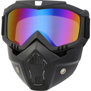 Dirt Bike ATV Goggles Motorcycle Gear Riding Motorcycle Face Mask Full Face Ski Goggles for Men Women Youth Protection Dust-Proof Anti-Slip Strap(M-colorfulLens)