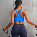 RUNNING GIRL Sports Bra for Women,Adjustable Straps Supportive High Impact Sports Bra with Sewn in Pads (Blue, L)