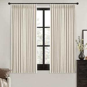 MIULEE Linen Pinch Pleated 100% Blackout Linen Curtains for Bedroom, Room Darkening Light Blocking Window Curtains 63 inches Long for Living Room, Black Out Pleat Drapes with Pin Hooks, 2 Panels