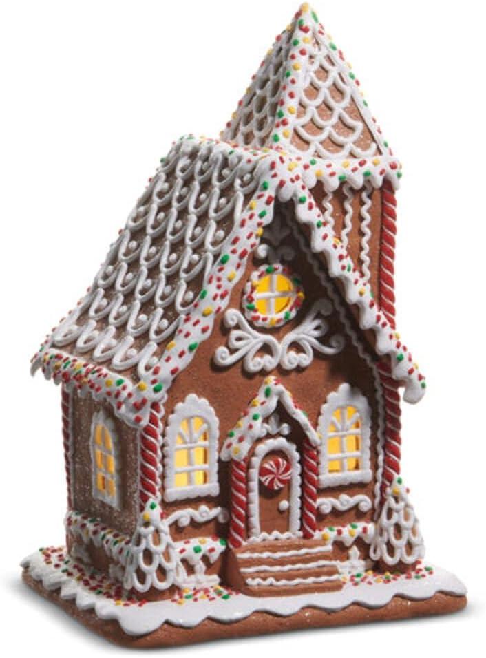 RAZ Imports Lighted Sprinkle Gingerbread House, 12.75-Inch, Multicolor