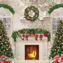 Baocicco 10x6.5ft Christmas Fireplace Backdrop Christmas Trees Red Socks Gifts Vintage Wall Backdrop for Photography Merry Xmas Family Winter Holiday New Year Party Decor Banner Photo Booth Props