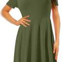 GBSELL Summer Dresses for Women 2022, Women's Fashion Comfortable Short Sleeve V Neck Solid Color Summer Dress Valentines Day