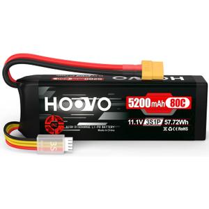 HOOVO 11.1V 3S LiPo Battery 5200mAh 80C Softcase RC Battery XT60 Plug for RC Car RC Truck Airplane Helicopter Boat Racing RC Hobby