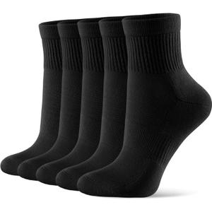 CS CELERSPORT 5 Pairs Mini Crew Ankle Socks Cushioned Running Casual Socks for Women and Men (S)