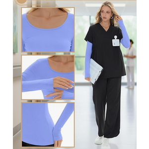 Oakgarden Underscrub for Women Long Sleeve Shirt Fitted Scoop Neck Top Basic Layering Tee Knit Top for Nurse (Medium, Royal Blue)