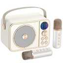 Mini Karaoke Machine for Kids with 2 Wireless Microphone, Portable Bluetooth Speaker, Kids Karaoke Machine to Sing Anywhere, for Girls, Ideal for Party, Birthday, Family Meeting (White)