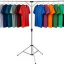 Foldable Portable Space Saving Clothes Drying Rack, Heavy Duty Stainless Steel Laundry Drying Racks, Adjustable High Capacity Garment Rack, with Windproof Hooks., 73 inches x 70 inches x 35 inches