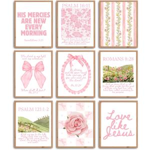2 x Losyze Trendy Christian Wall Art Bundle Gallery Wall Set Pink Coquette Home Decor Art 8 X 10 Inch (UNFRAMED) (Yellow)