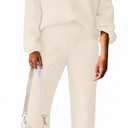 Womens 2 Piece Outfit Sweater Lounge Sets V Neck Knit Pajama Set Loungewear (White, S)