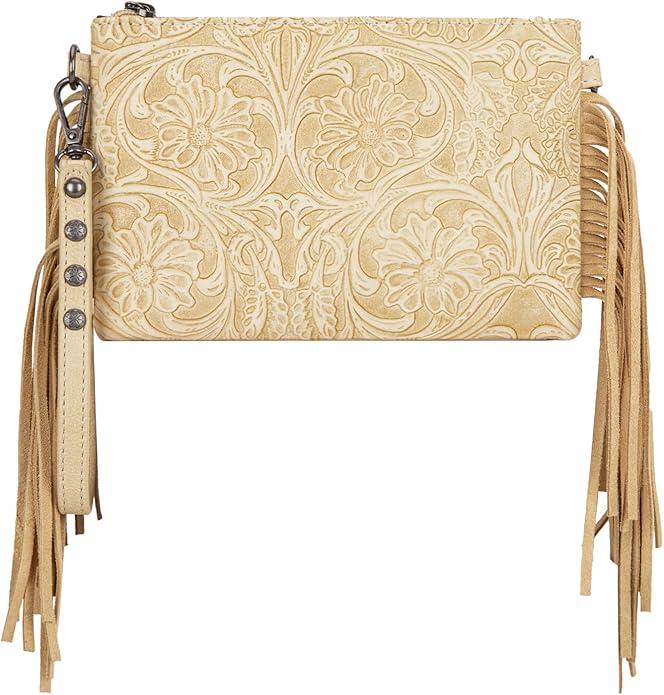 Montana West Western Purse for Women Crossbody Bag Wristlet Clutch Purse (A3 Brown)