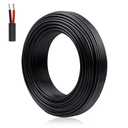 22 Gauge 2 Conductor Electrical Wire, 20M/65.6ft 22 AWG Insulated Stranded Hookup Wire, Black PVC Jacketed Tinned Copper Extension Cord, Flexible Low Voltage LED Cable for LED Strips Lamps Lighting