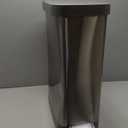 Glad Slim Trash Can with Clorox Odor Protection - Narrow Kitchen Garbage Bin with Soft Close Lid, Step On Foot Pedal and Waste Bag Roll Holder, All Stainless, 45 Liter