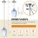 Glass Pendant Lights Kitchen Island, Blue Pendant Light Fixtures with Hand-Blown Clear Glass, Modern Hanging Light for Kitchen Sink Dining Room Bedroom, E26 (Blue, 2pack)