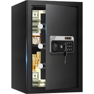 3.3 Cuft Large Fireproof Safes, Security Safe Box Fireproof Waterproof with Digital Keypad, Removable Shelves and Alarm System, Anti-theft Fire Proof Safe for Home Documents, Valuables