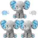 Zomiboo 3 Pieces Elephant Stuffed Animal 8 Inch Baby Stuffed Elephant Animal Plush Toy Gift Baby Girl Boys Bed Decor (Cute Style)