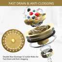 Kitchen Sink Drain Gold Sink Drain Strainer with Fixed Post 3-1/2 Inch Kitchen Drain Assembly with Strainer Basket and Drain Stopper for Standard Kitchen Sink Stainless Steel Brushed Gold