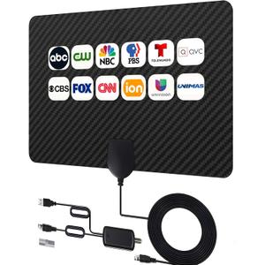 4K TV Antenna for Local Channels - HD Amplified Digital HDTV Indoor Antenna with Signal Booster - 360 Long Reception Antenna Support All Types TV