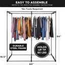 HOLDN STORAGE Portable Wardrobe Closet - 65 lb Large Capacity, Internal Heavy Duty Metal Rod, Zipper & Clear Window, Durable Clothes Organizer, Tool-Free Easy Assembly, Brown Canvas Cover