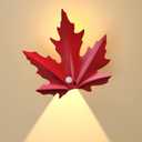 LED Motion Sensor Wall Light Indoor Maple Leaf Wall Lamp, Dimmable Magnetic Wireless Wall Sconces with Remote for Hallway,Entryway,Living Room,Bedside, Staircase