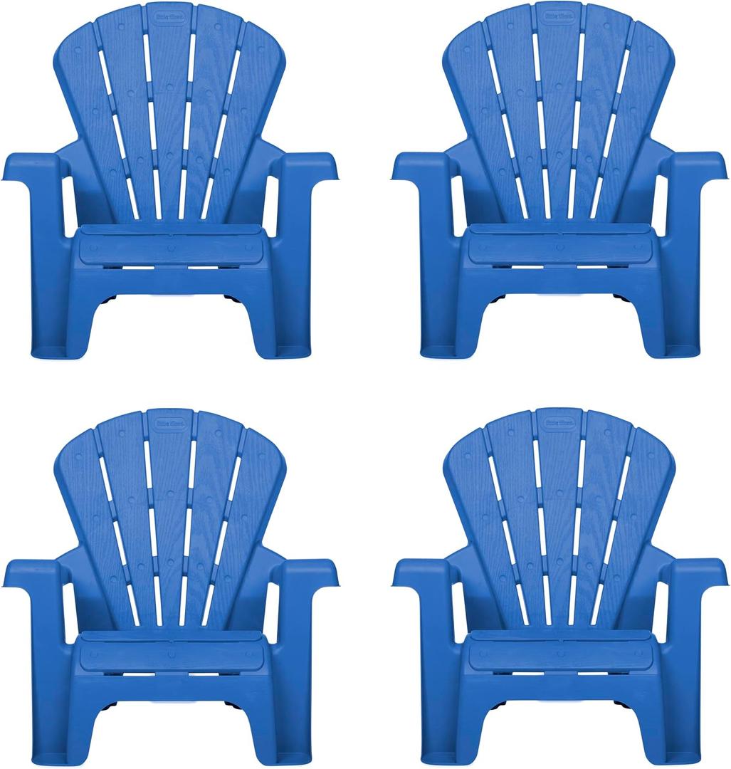 Little Tikes Kids Garden Chair 4 Pack in Blue, Outdoor Toddler Activity Adirondack Chairs for Picnic, Garden, Patio, Backyard & Beach, Outdoor Chair Set