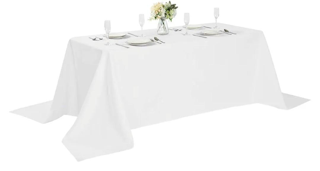 Cupuamon Rectangle Tablecloth 90x132 inch Washable Polyester Fabric Table Cloth for Wedding Party Dining Banquet Decoration（90x132, White