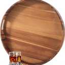 Extra Large Tray for Ottoman 22" Wooden Tray Ottoman Trays Large Acacia Wood Serving Tray with Handles Wooden Trays for Party, Food Serving, Breakfast, Dinner, Coffee Tea, Appetizers