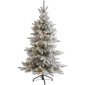 Nearly Natural 6ft. Flocked West Virginia Spruce Artificial Christmas Tree with 300 Clear Lights and 850 Bendable Branches