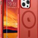 SUPFINE Magnetic for iPhone 13 Pro Max Case (Compatible with MagSafe) (Military Grade Drop Protection) Slim Translucent Matte Shockproof with Anti-Fingerprint Phone Case,Red