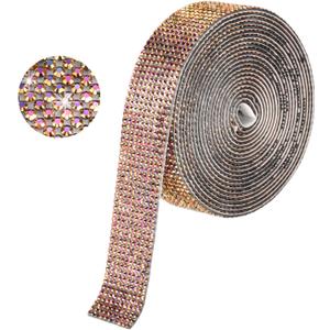 MECCANIXITY Rhinestone Strips,3 Yard 0.8 Inch Adhesive Rhinestone Ribbon Bling Rhinestone Tape for for DIY Crafts, Party Car Phone Decorations, Black AB