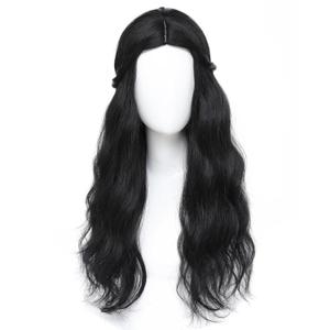 Adequate Long Wavy Wigs for Women Blonde Hippie Princess Wig, Suitable for Daily Cosplay, Halloween and Masquerade Parties (Black)