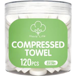 120 Pcs Mini Compressed Towels, Disposable Face Compressed Towel, Compressed Cotton Hand Wipe, Camping Towel, Portable Compressed Coin Tissue for Travel/Home/Outdoor Activities
