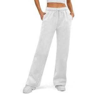 ATHMILE Womens Sweatpants 2026 Fall Baggy Wide Leg Sweatpant Fleece Lined Straight Leg Sweat Pants (X-Small, White)