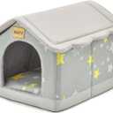 Jiupety Dog House Indoor, M Size Indoor Dog House for Medium and Small Dog, Warm Cave Sleeping Nest Bed for Cats and Dogs, Gray
