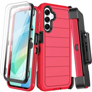for Samsung Galaxy A16 5G Case with Belt Clip Holster,2X Screen Protectors & Kickstand,Heavy Duty Shockproof Drop Protection Bumper Military Grade Full Body Non Slip Rugged Durable Phone Cover