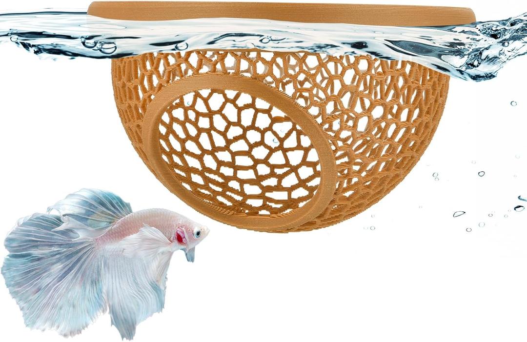 sicutoz Floating Betta Hide & Shrimp Cave  3D Printed Aquarium Hammock, Feeder & Rest Spot  Floating Betta Log & Cave Decor for Nano Tanks, Corydoras, Shrimp & Small Fish  Safe PLA, Patent Pending (Wood)