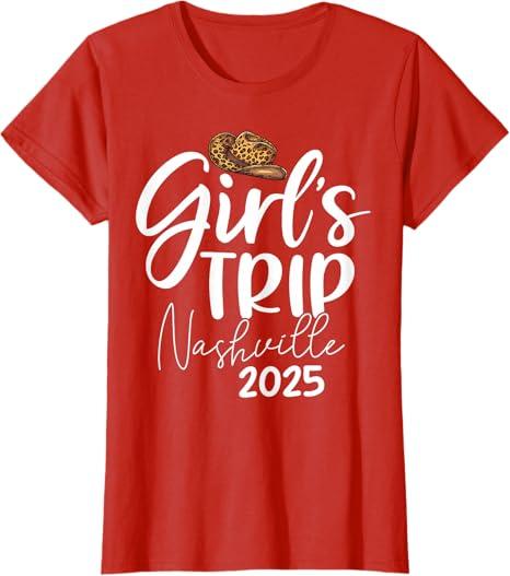 Girls Trip Nashville 2025 Bachelorette Cowboy Travel T-Shirt, XL, Red